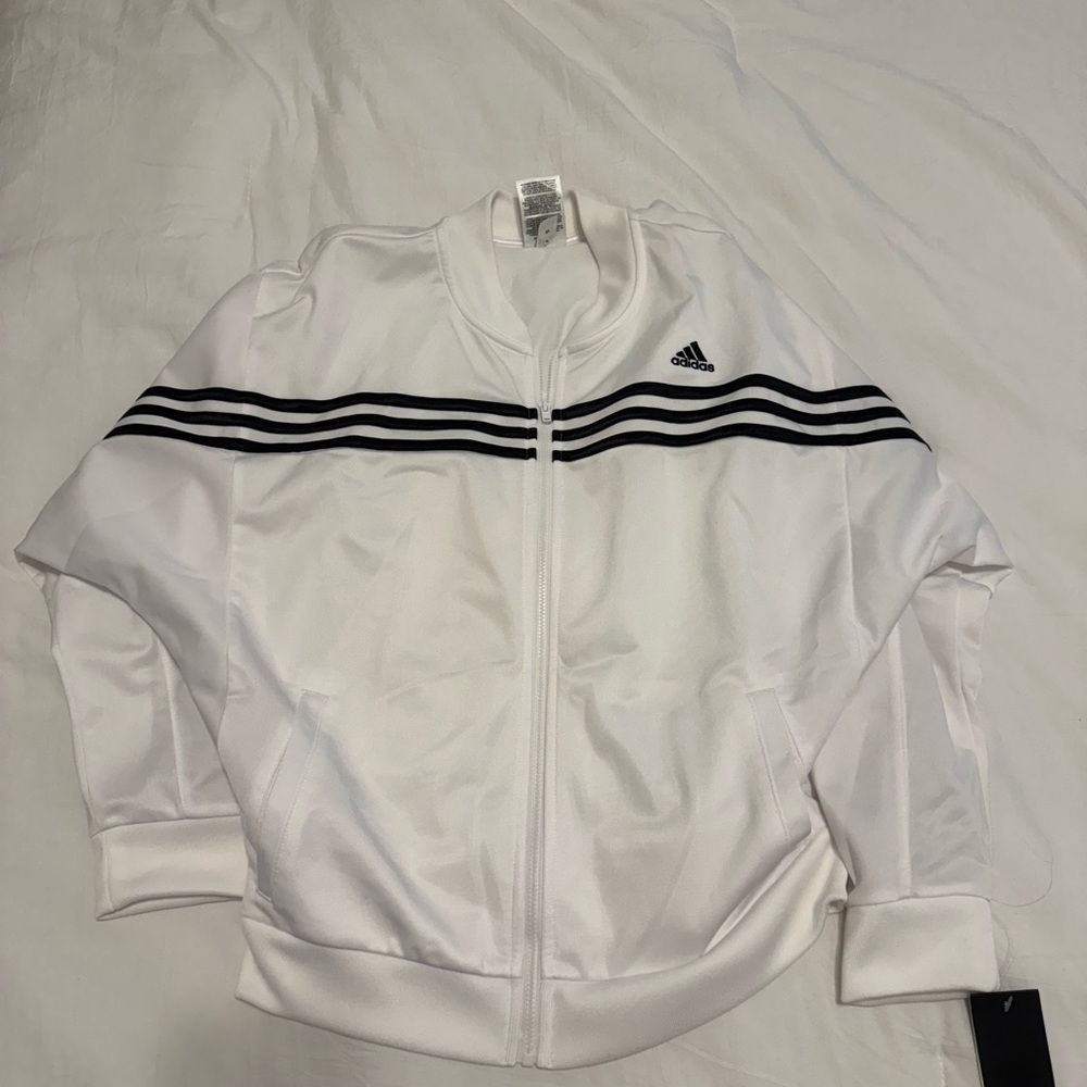 NEW Adidas Girls' White Jacket- XL - Fits like Women’s S/Med